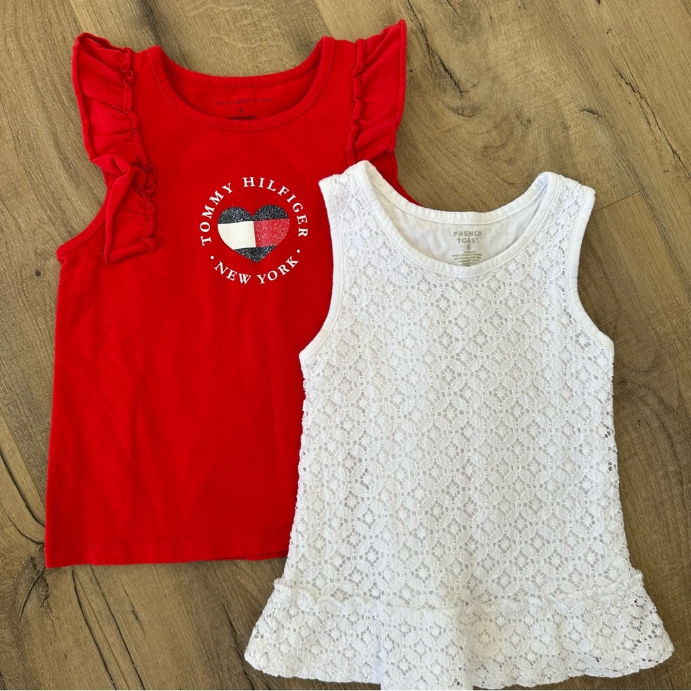 Tommy Hilfiger Red Ruffle Tank Top And White French Toast s6 - Great condition